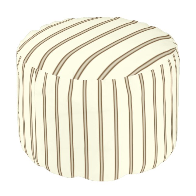 Cream and Brown Stripes Pouf (Angled Back)