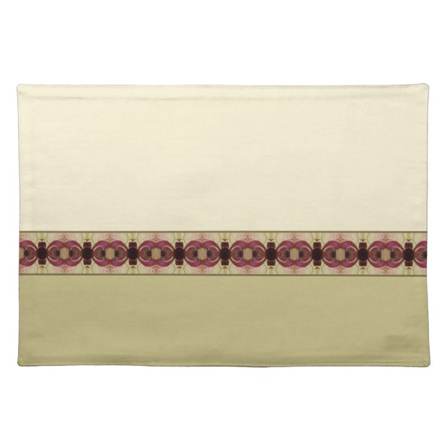 Cream and Burgundy Elegant Cloth Placemat (Front)