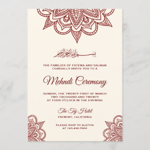 Muslim Mehndi Invitations Zazzle