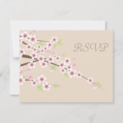 Cream and Cherry Blossom Wedding RSVP