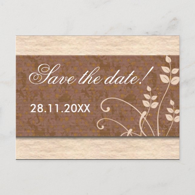 Cream And Chocolate Save The Date Postcard (Front)