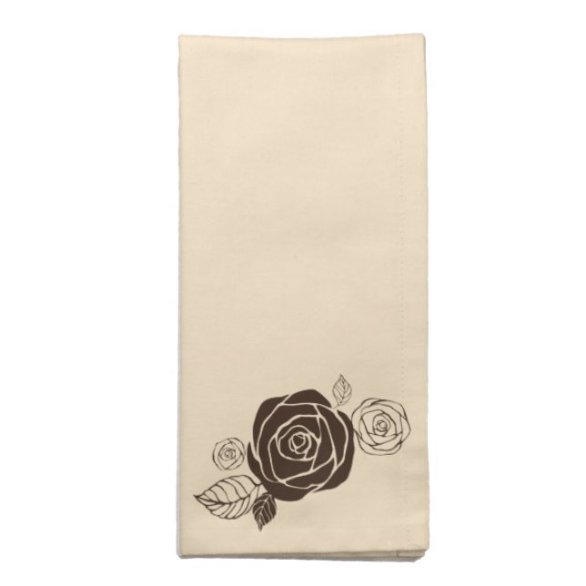 Cream and Coffee Roses Coordinating Gifts Cloth Napkin (Folded)