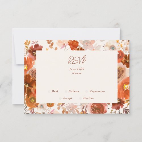 Cream and Copper Floral Botanical Wedding Frame RSVP Card
