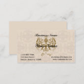 Cream and Gold Damask Business Card (Front/Back)