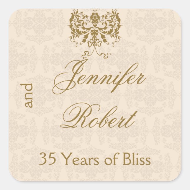 Cream and Gold Damask Envelope Seal (Front)