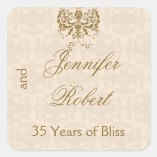 Cream and Gold Damask Envelope Seal