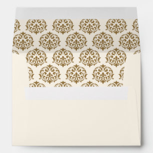Cream and Gold Damask Pattern Wedding Envelope