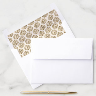 Cream and Gold Damask Pattern Wedding Envelope Liner