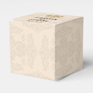 Cream and Gold Damask Wedding Favor Box