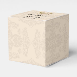 Cream and Gold Damask Wedding Favor Box