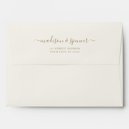 Cream and Gold elegant and modern Wedding 5x7 Envelope | Zazzle.com