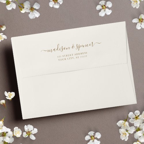 Cream and Gold elegant and modern Wedding 5x7 Envelope