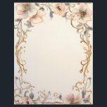 Cream and Gold Floral Celebration Letterhead<br><div class="desc">A beautiful wreath with dusty cream and pink flowers with golden tendrils on a pale parchment background makes this letterhead paper perfect for all your correspondence.  The back is plain,  in the same pale parchment color as on the front.</div>