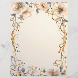 Cream and Gold Floral Celebration Letterhead