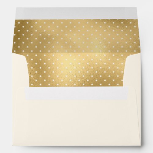 Cream and Gold Foil Polka Dots Pattern Envelope