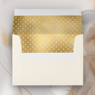 Cream and Gold Foil Polka Dots Pattern Envelope