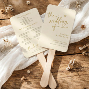 Cream and Gold Fun Wedding Program Fans