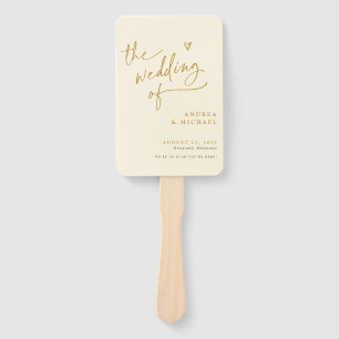 Cream and Gold Fun Wedding Program Fans