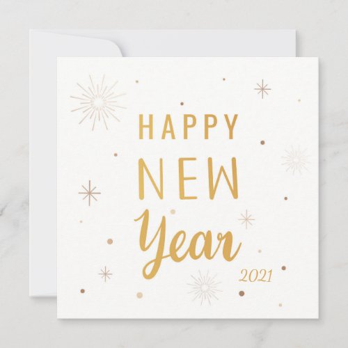 Cream and Gold Happy New Year 2021 Holiday Card