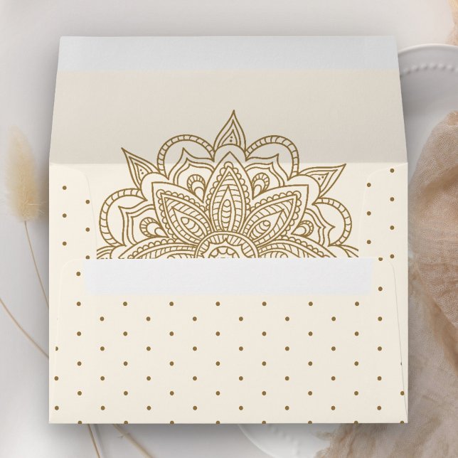 Cream and Gold Henna Mehndi Wedding Envelope (Creator Uploaded)