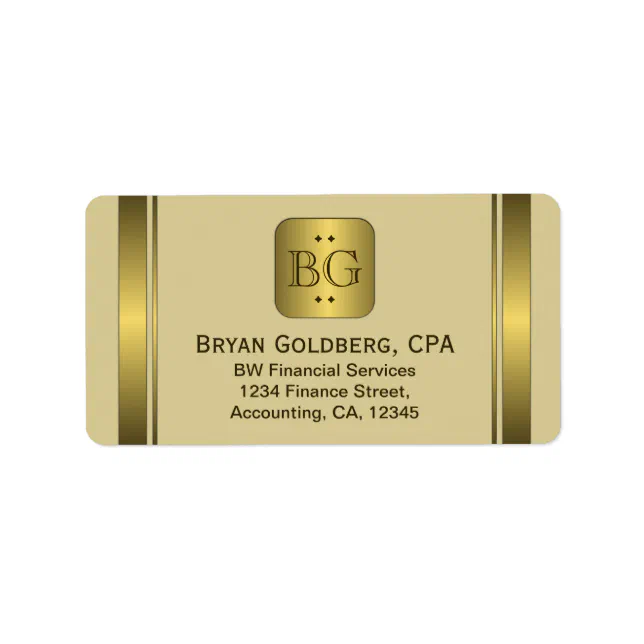 Cream and Gold Plate Elegant Address Labels (Front)
