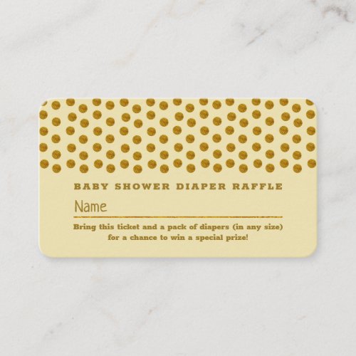 Cream and Gold Polka Dot  Diaper Raffle Ticket Enclosure Card