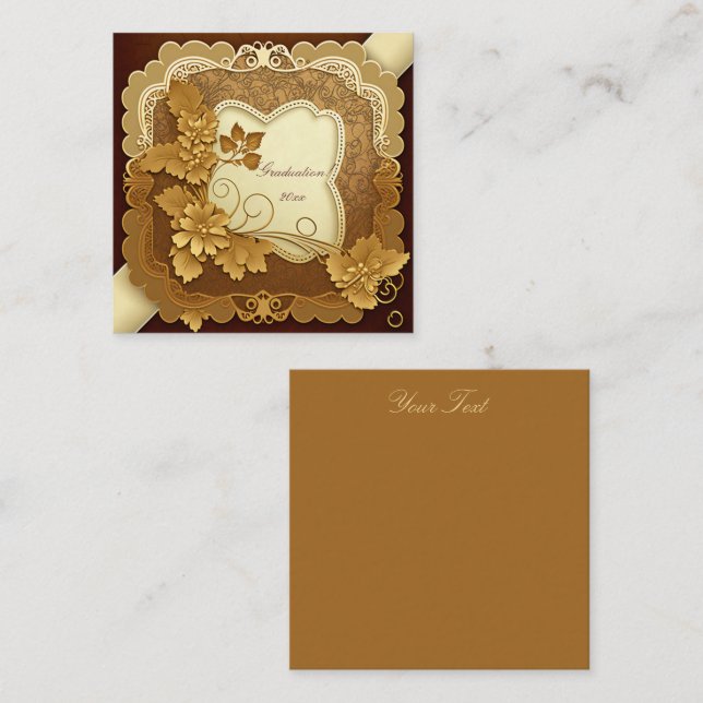 Cream and Gold Scrapbook Style Square Business Card (Front/Back)
