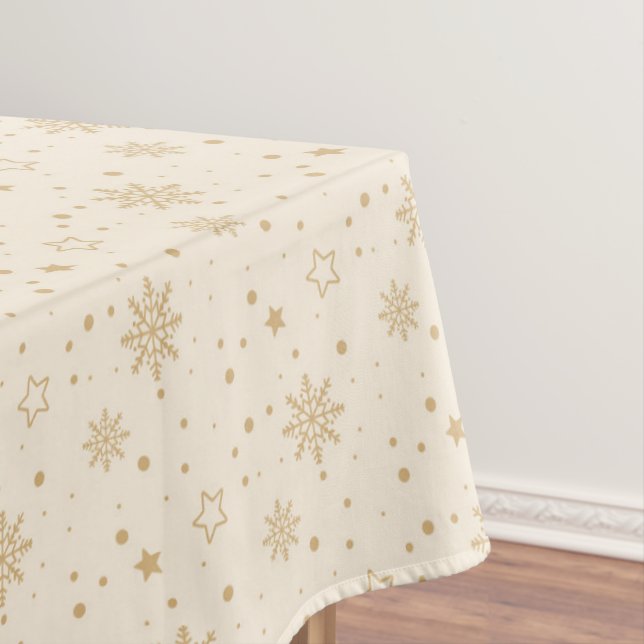 Cream and Gold Snowflake Tablecloth (In Situ)