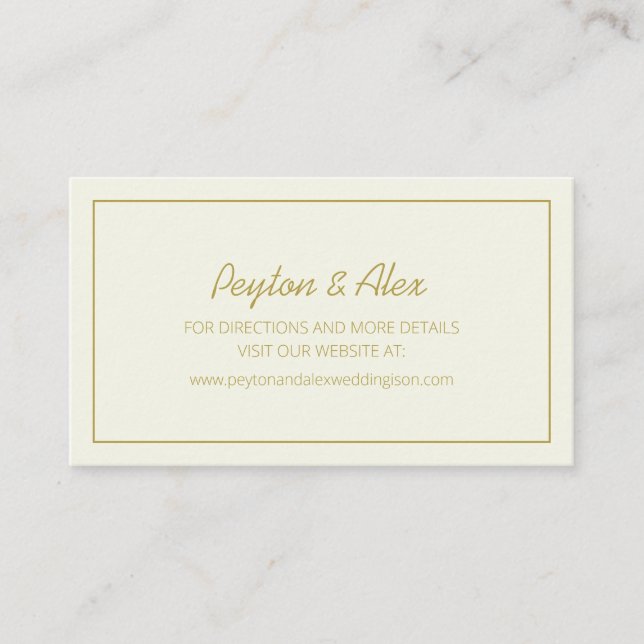 Cream and Gold Wedding Website Business Card (Front)