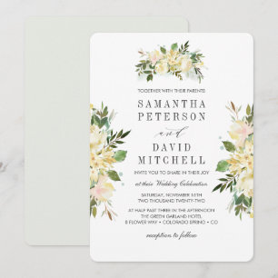 Cream and Gray Botanical Chic Floral Wedding Invitation
