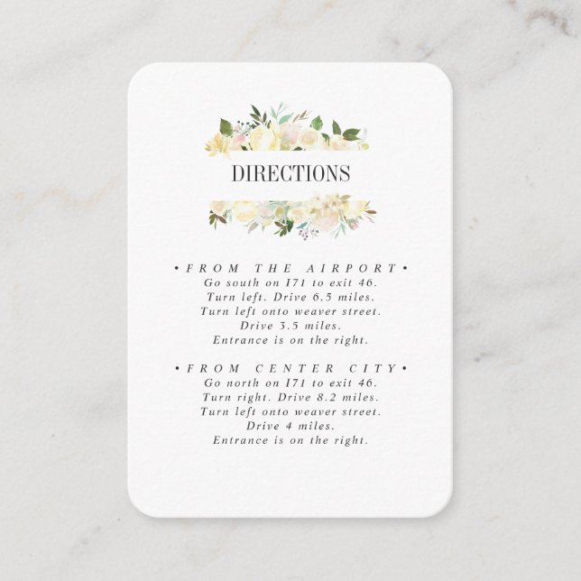 Cream and Gray Botanical WEDDING Directions Enclosure Card (Front)