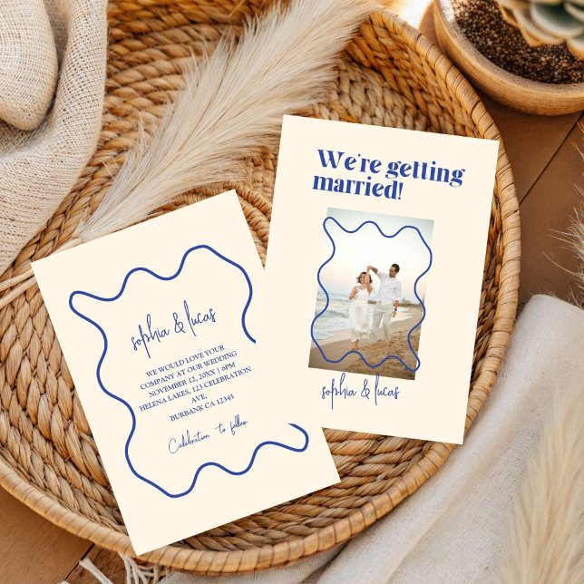 Cream and Green couple Simple Modern Wedding  Invitation (Creator Uploaded)