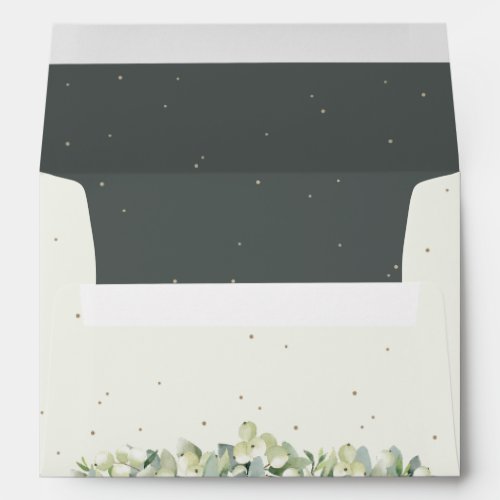 Cream and Green SnowberryEucalyptus Wedding A7 Envelope