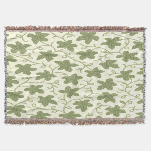 Cream and Green Throw Blanket