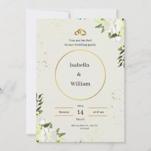 Cream and Green Wedding Invitation