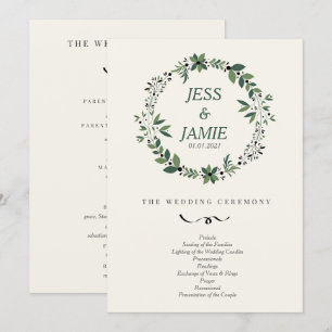 Cream and Green Wedding Program