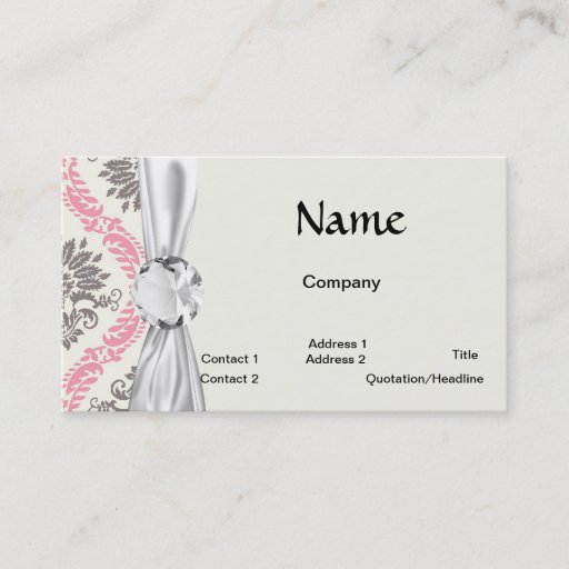 Customizable cream and grey tan damask bliss business card