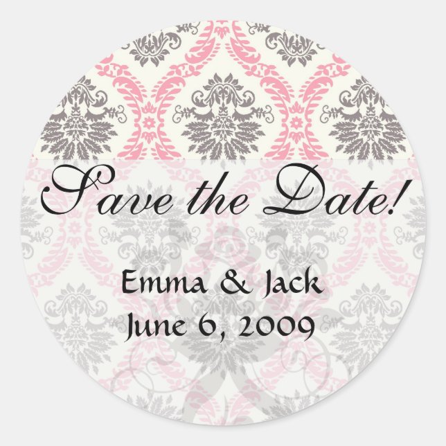 cream and grey tan damask bliss classic round sticker (Front)