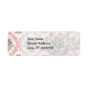 cream and grey tan damask bliss label