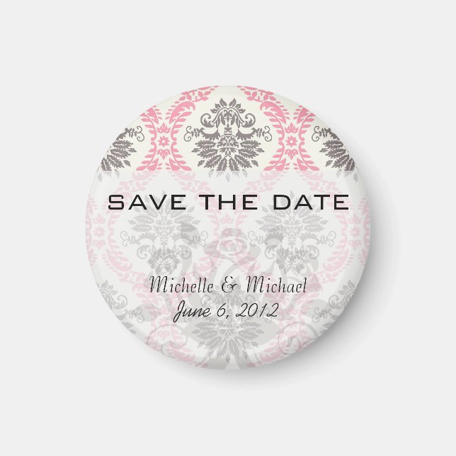 cream and grey tan damask bliss magnet (Front)