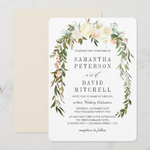 Cream and Ivory Botanical Garland Floral Wedding Invitation