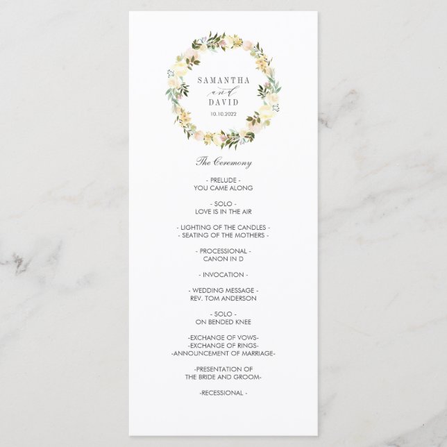 Cream and Ivory  | Elegant  wedding  Program (Front)