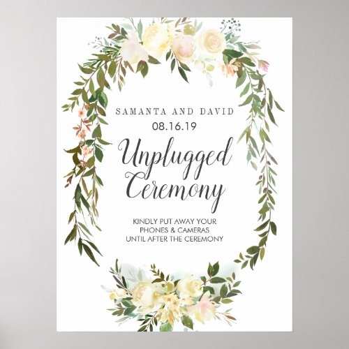 Cream and Ivory  Unplugged Wedding Ceremony Sign