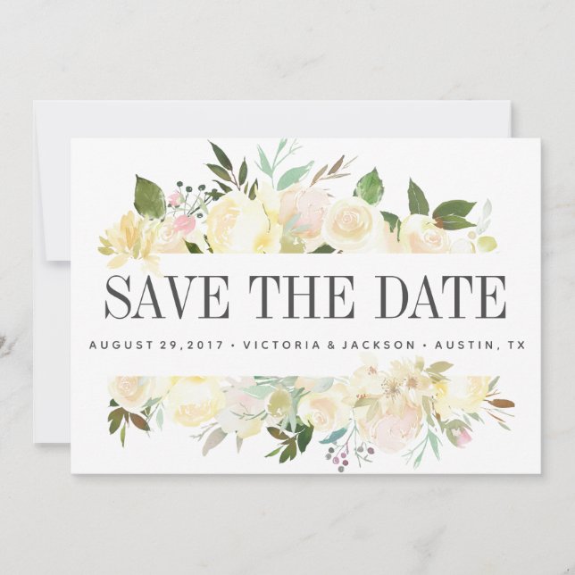 Cream and IVORY |  WEDDING Photo save the date (Front)