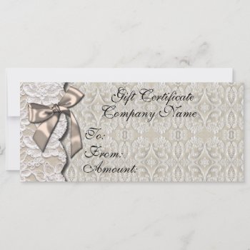 Cream And Lace Business Gift Certificate  Rack Car by DesignsbyLisa at Zazzle