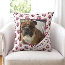 Cream and Maroon Dog Photo Pillow