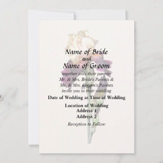 Cream and Maroon Iris and Buds Invitation