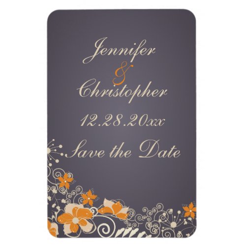 Cream and Orange Autumn Flowers Save the Date Magnet
