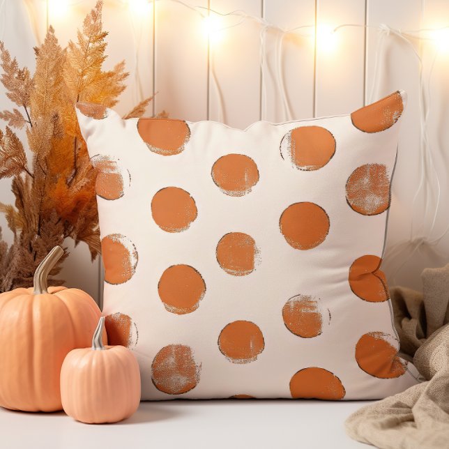Cream and Orange Dot Stamp Pattern  Throw Pillow (Creator Uploaded)
