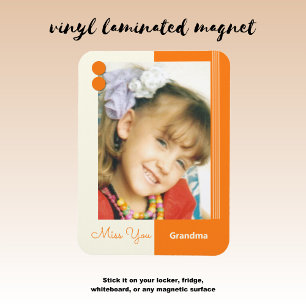 Cream and orange miss you grandma photo magnet